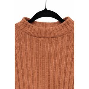 American Eagle Ribbed Mock Neck Cropped Sweater Small Brown Preppy Old Money
